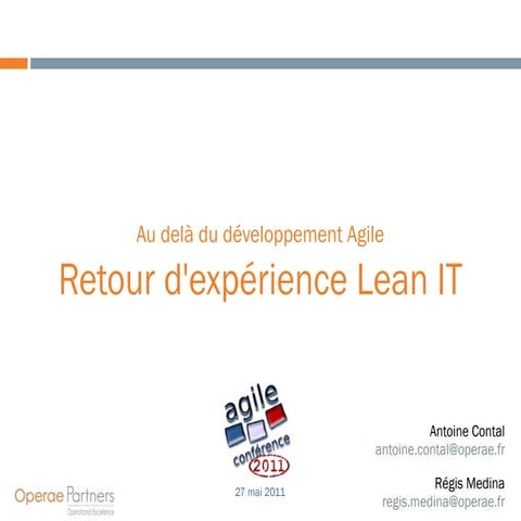 Au-delà de l'Agile : Retour d'expérience Lean IT