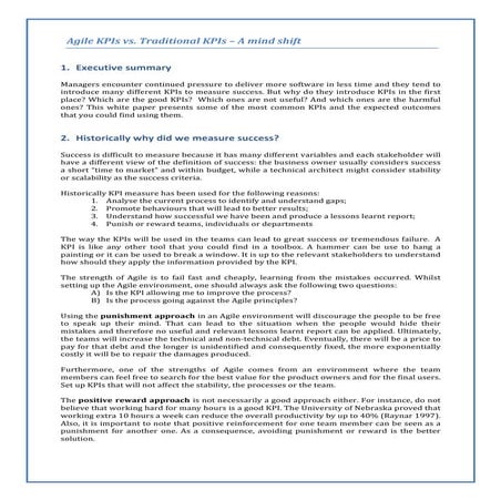 Agile KPIs vs. Traditional KPIs – A mind shift