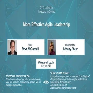 CTO Universe Leadership Series: More Effective Agile Leadership