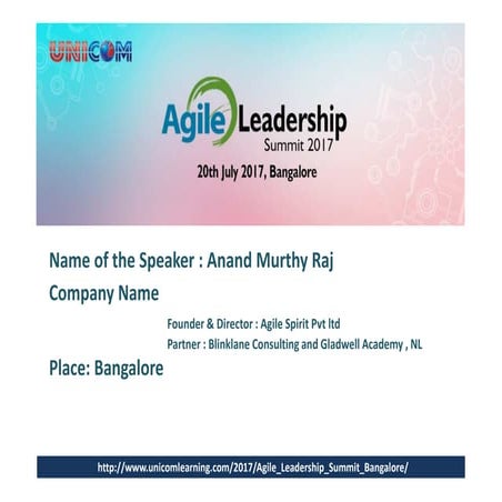 Agile leadership summit 2017   bangalore-design thinking