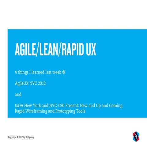 Agile/Lean/Rapid UX