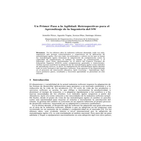 Un Primer Paso a la Agilidad: Retrospectivas para el Aprendizaje de la Ingeni...