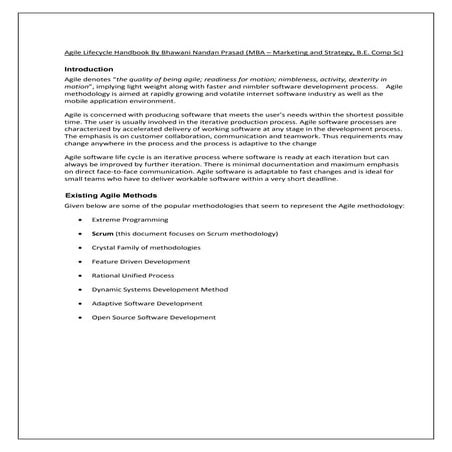 Agile lifecycle handbook by bhawani nandan prasad