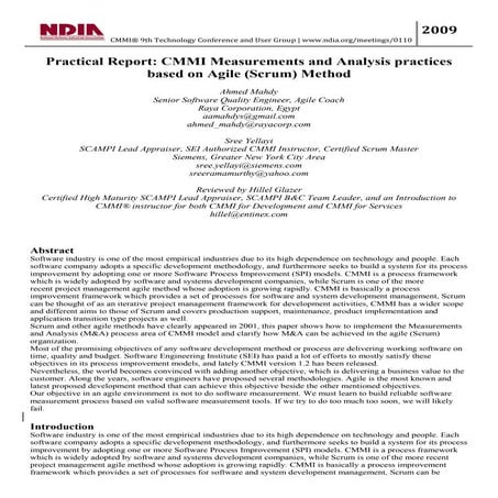 [AgileCMMI] Practical Report: CMMI Measurements and Analysis in Agile environ...