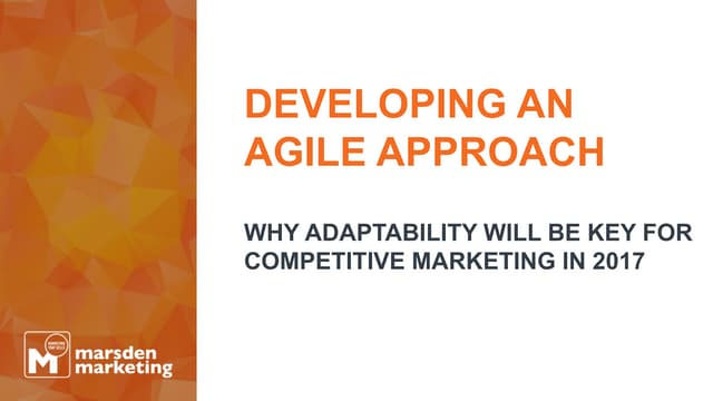 Developing an Agile Approach: Why Adaptability Will Be Key for Competitive Ma...