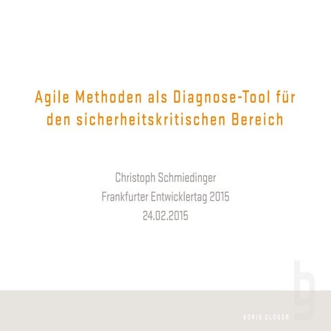 Agile Methoden als Diagnose-Tool für den sicherheitskritischen Bereich