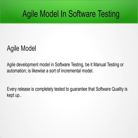 Agile model in software testing | PPT