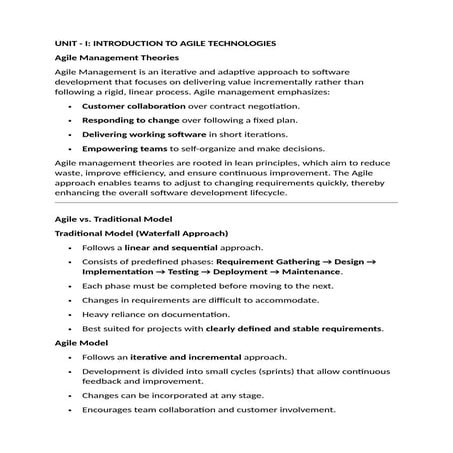 Agile development notes for students education using and deveolment