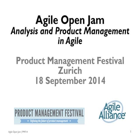 Agile Open Jam at Product Management Festival 2014