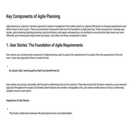 What are the key components of Agile Planning?