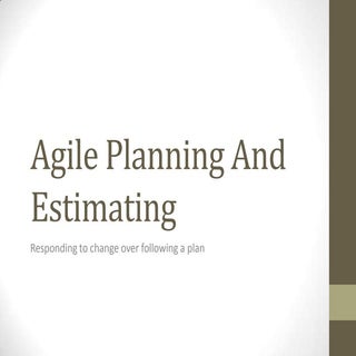 Agile planning and estimating