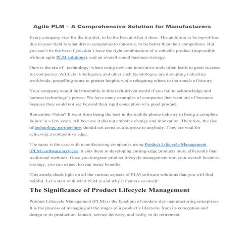 Agile PLM – A Comprehensive Solution for Manufacturers.docx