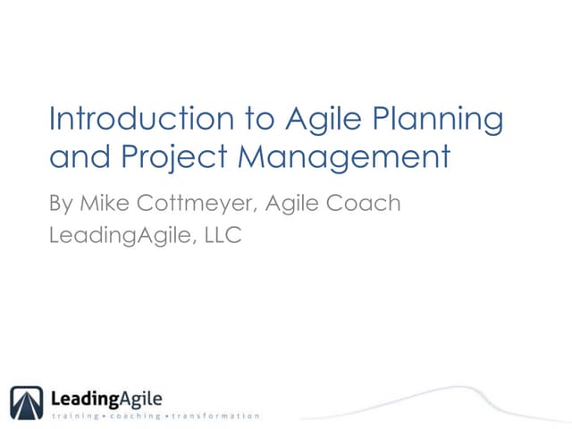 Introduction to Agile Project Planning and Project Management