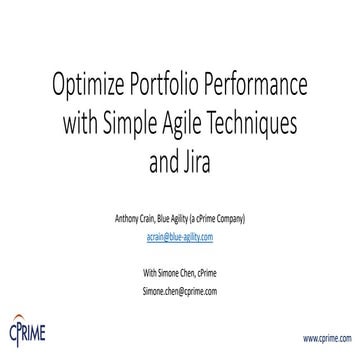 Optimize Portfolio Performance with Simple Agile Techniques and Jira - Part 1...