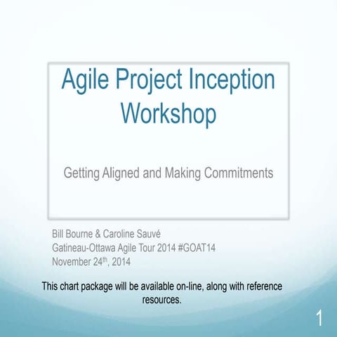 Agile project inception workshop