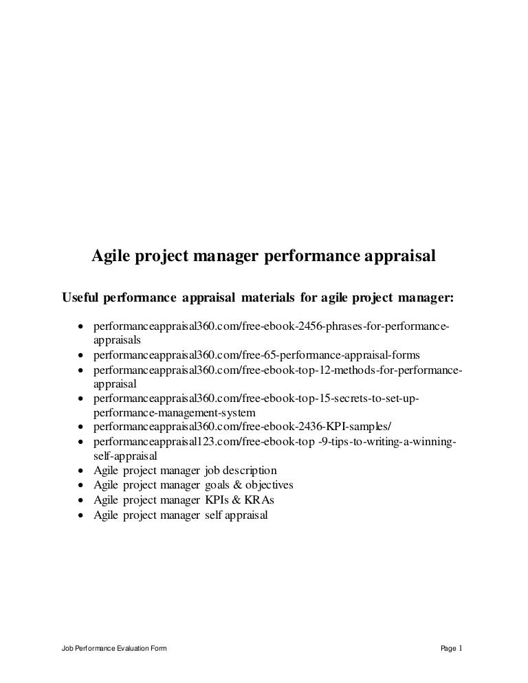 Agile Project Manager Performance Appraisal