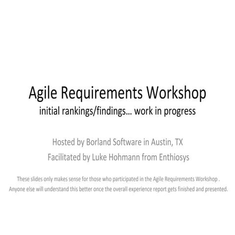 Agile Requirements Workshop - Enthiosys and Borland