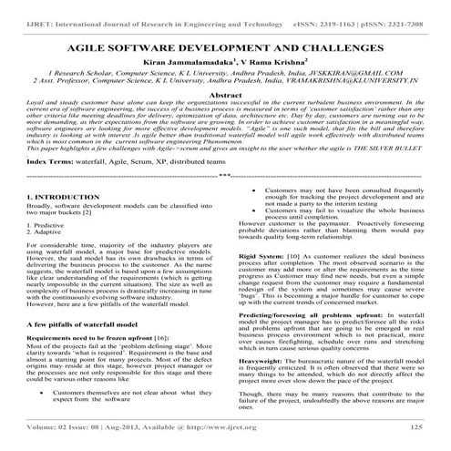 Agile software development and challenges