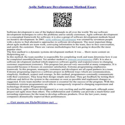 Agile Software Development Method Essay | PDF