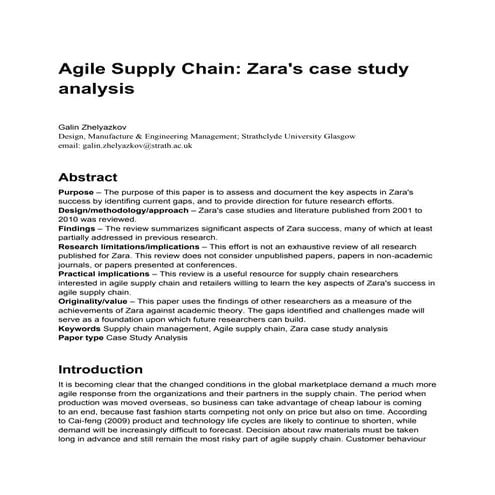 Agile supply chain zara case study | PDF