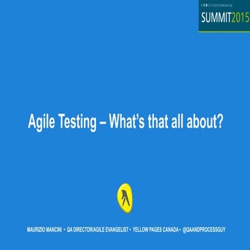 Agile Testing - What's that all about?