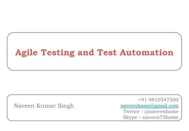 Agile Testing and Test Automation
