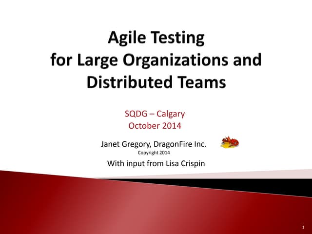 Agile testing for distributed teams and large orgs