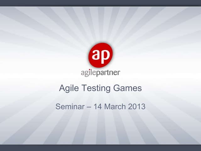 Agile testing games