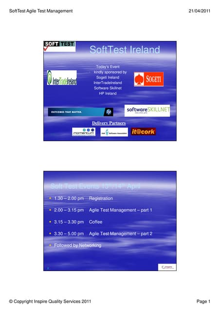 Agile Test Management - www.softtest.ie