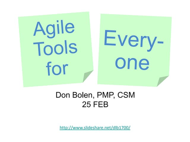 Agile tools for everyone (slideshare)