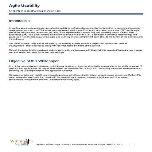 Agile Usability