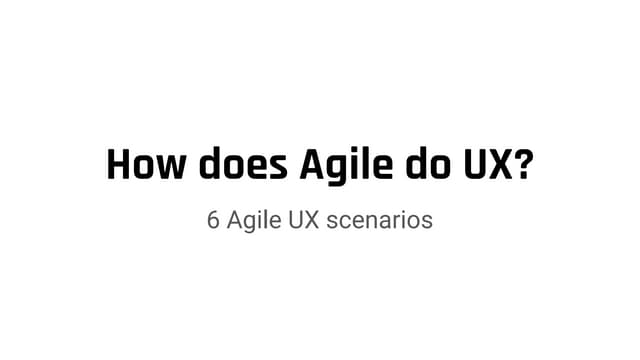 Agile in UX