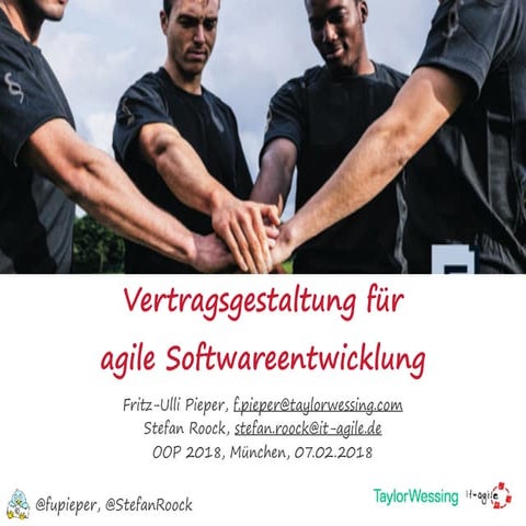 Vertragsgestaltung für agile Softwareentwicklung (OOP 2018, München)