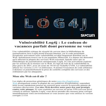 Agilly vulnérabilité log4j-sucuri