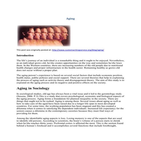 Aging- The journey of life | PDF