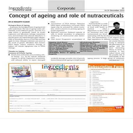 concept of ageing and role of nutraceuticals