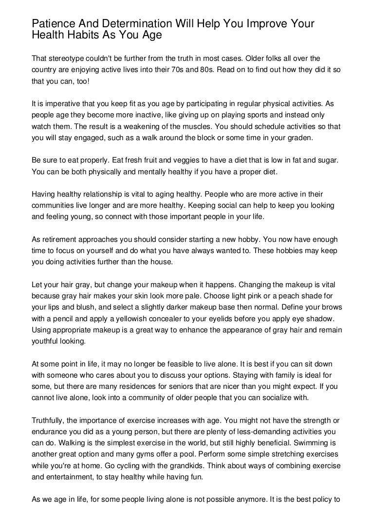 Patience And Determination Will Help You Improve Your Health Habits A