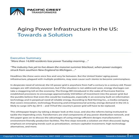 Aging Power Infrastucture in the US: Towards a Solution