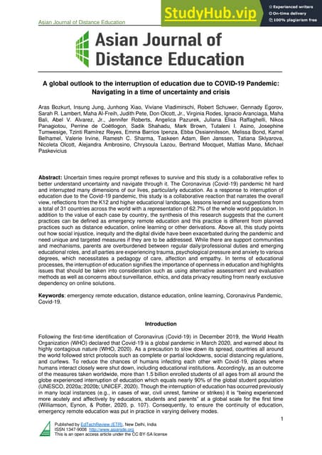 Rudra Tiwari The Effects of COVID 19 on Education | PDF