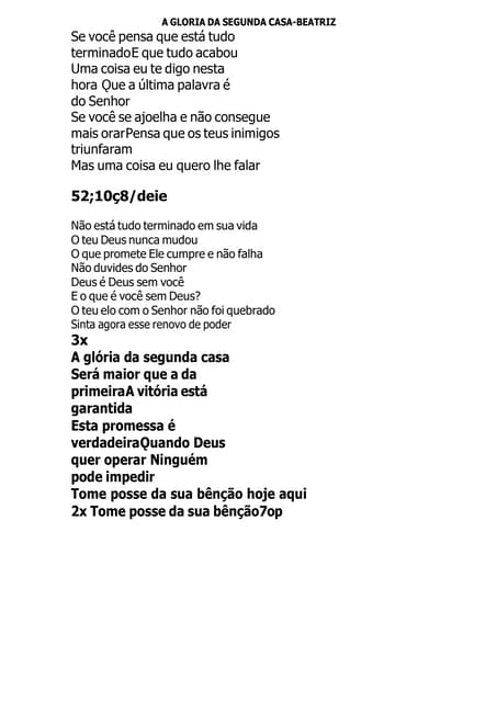 a gloria da segunda casa beatriz........ | DOCX