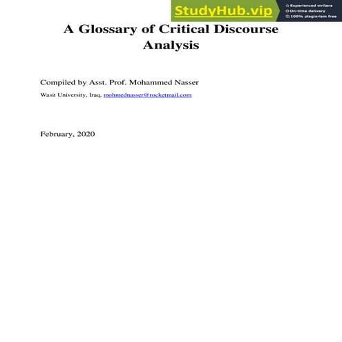 A Glossary Of Critical Discourse Analysis