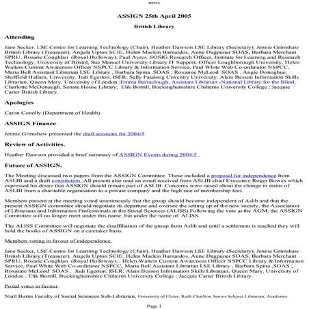 ALISS AGM 2005 minutes