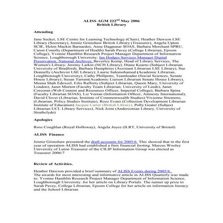 ALISS AGM 2006 Minutes