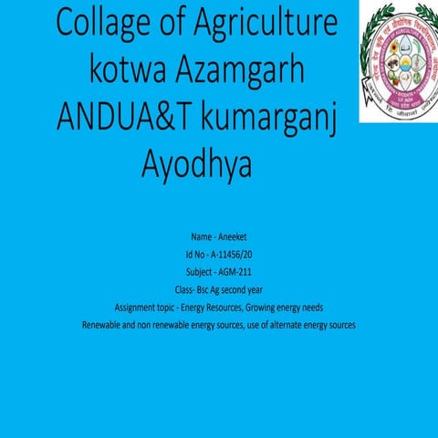 Energy resources Growing energy needs Renewable and non renewable energy reso...