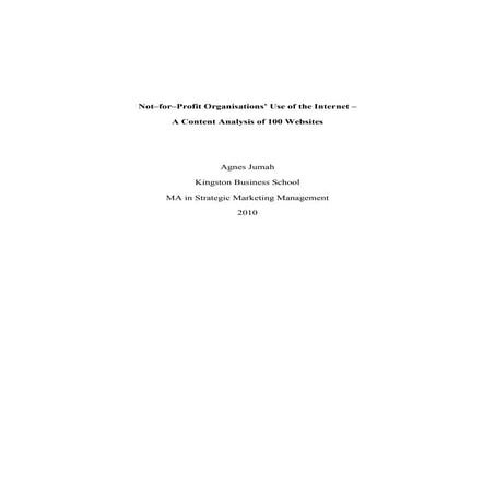 Agnes Jumah Not For Profit Organisations Use Of The Internet