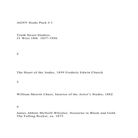 AGNY Study Pack # 1Tenth Street Studios, 51 West 10th .docx