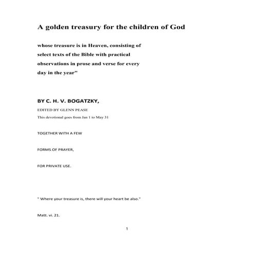 A golden treasury for the children of god