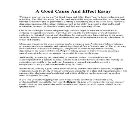 A Good Cause And Effect Essay