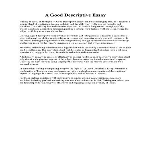A Good Descriptive Essay