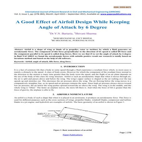 A Good Effect of Airfoil Design While Keeping Angle of Attack by 6 Degree